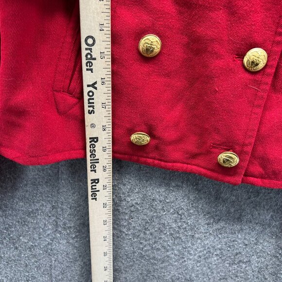 Lauren Ralph Lauren Jacket Women 6 Red Double Breasted Peacoat Blazer Gold - Picture 6 of 11